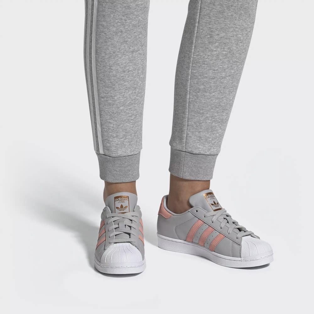 Adidas Superstar Tenis Grises Para Mujer (MX-19738)